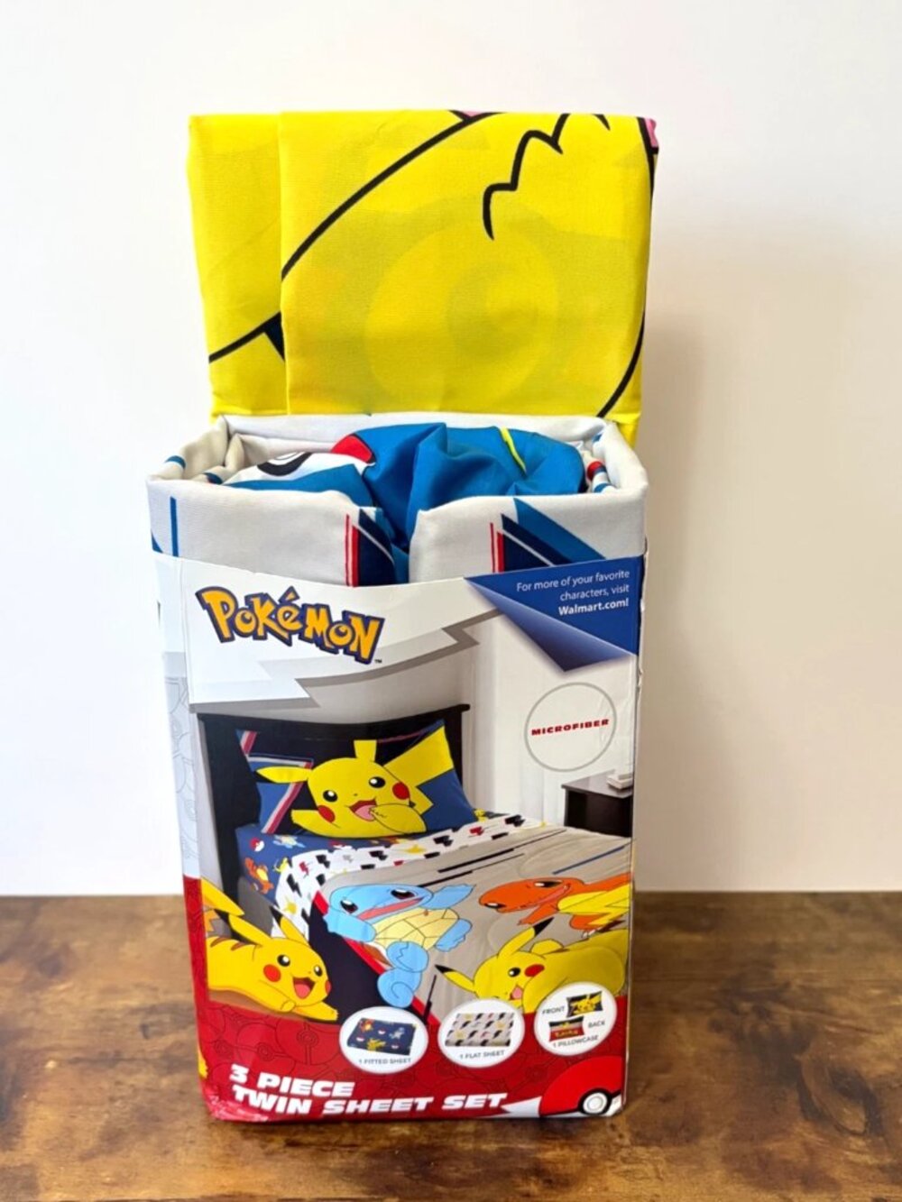 Pokemon Pikachu 3 Piece Twin Microfiber Sheet Set, Fitted, Flat & 1 Pillow Case